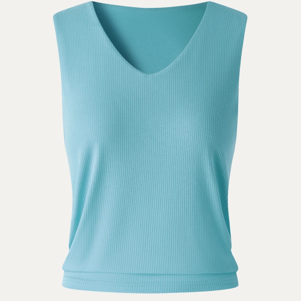 OGL CoolTouch Ease V-Neck Wide Shoulder Bra Tank Iced Aqua Blue Size XS New